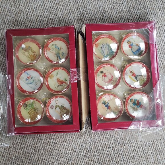 Vintage 12 Days of Christmas Glass Ornaments ~ December Home ~ RARE - Picture 1 of 8